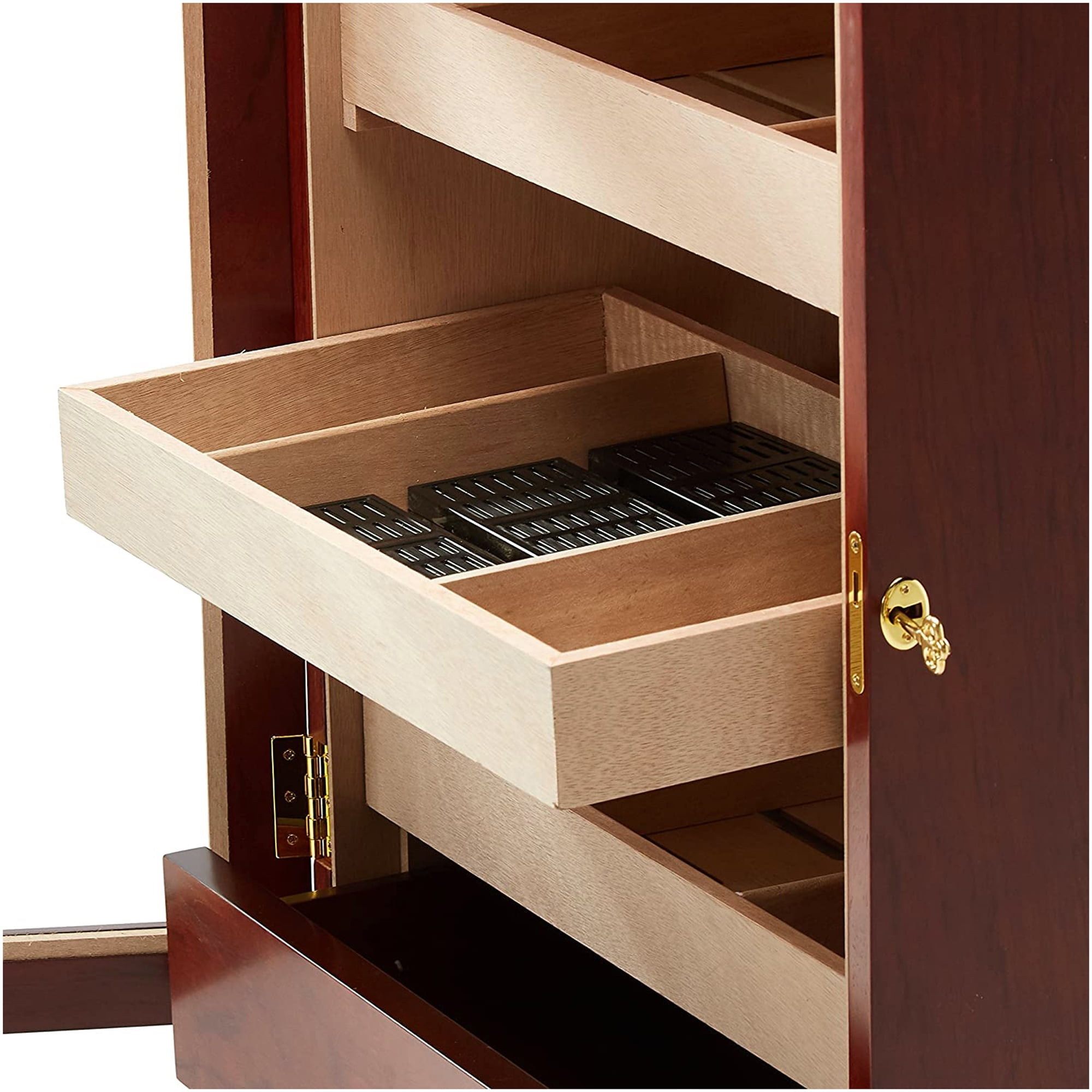 Belmont End Table Cigar Humidor w/ Glass Door - Bronze Mahogany Finish - Capacity: 600