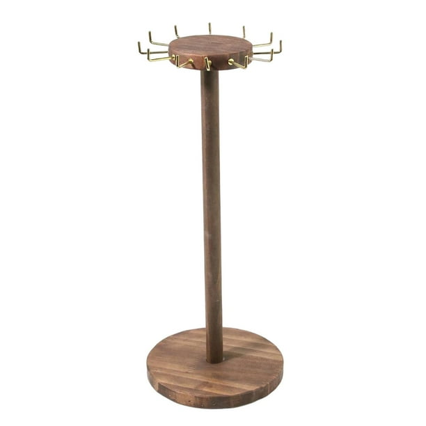 12 ganchos collar soporte de joyería soporte multifuncional con base organizador adornos de madera para regalo tienda minorista mesa collar Oscuro Hugo Soporte de exhibición de joyería