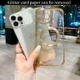 thumbnail image 3 of for iPhone 13 Pro Case Magnetic Gradient Glitter [ Compatible with MagSafe ], Bling Love Heart Clear Phone Case, Camera Protection Sparkly Slim Soft Back Cover for Women Girls - Gold, 3 of 11