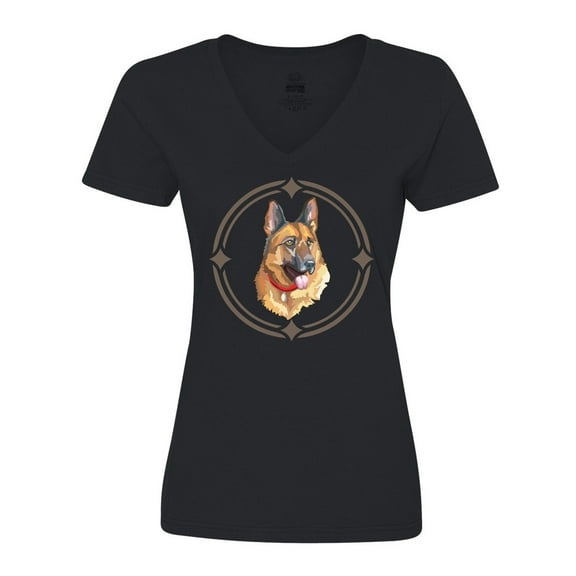 Inktastic German Shepherd Dog Art Gift Women's V-Neck T-Shirt