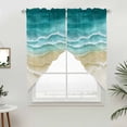 thumbnail image 3 of Turquoise Gradient Beach Swag Valances for Windows 2 Pack Abstracts Seaside Ocean Wave Coastal Swag Kitchen Curtains 45 Inches Long Rod Pocket Short Window Treatment for Kitchen Bathroom 36"x45", 3 of 9