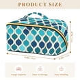 thumbnail image 4 of FORMRS Makeup Bag Travel Cosmetic Organizer for Women Fold Flat Zipper Pouch with Handle, Blue Geometric Pattern, 4 of 8