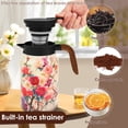 thumbnail image 5 of Ikoopy White Vintage Floral Pattern Tea Pot Built in Infuser Vintage Floral Teapot with Built In Infuser Stainless Steel Thermal Teapot with Lid for Hot Beverage Colourful (Wooden Handle, 50.73 oz), 5 of 11