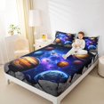 thumbnail image 4 of jejeloiu Universe Planet Twin Sheet Sets,Galaxy Starry Sky Bedding For Boys Teens 3-Piece, 4 of 7