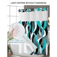 thumbnail image 4 of No Hook Cloth Fabric Shower Curtain with Snap in Liner, Aqua Stripe Waterproof Shower Curtains Set with See Through Top Window, Ombre Grey Moire Geometric Modern Abstract Bath Curtains Shower 60"x72", 4 of 6