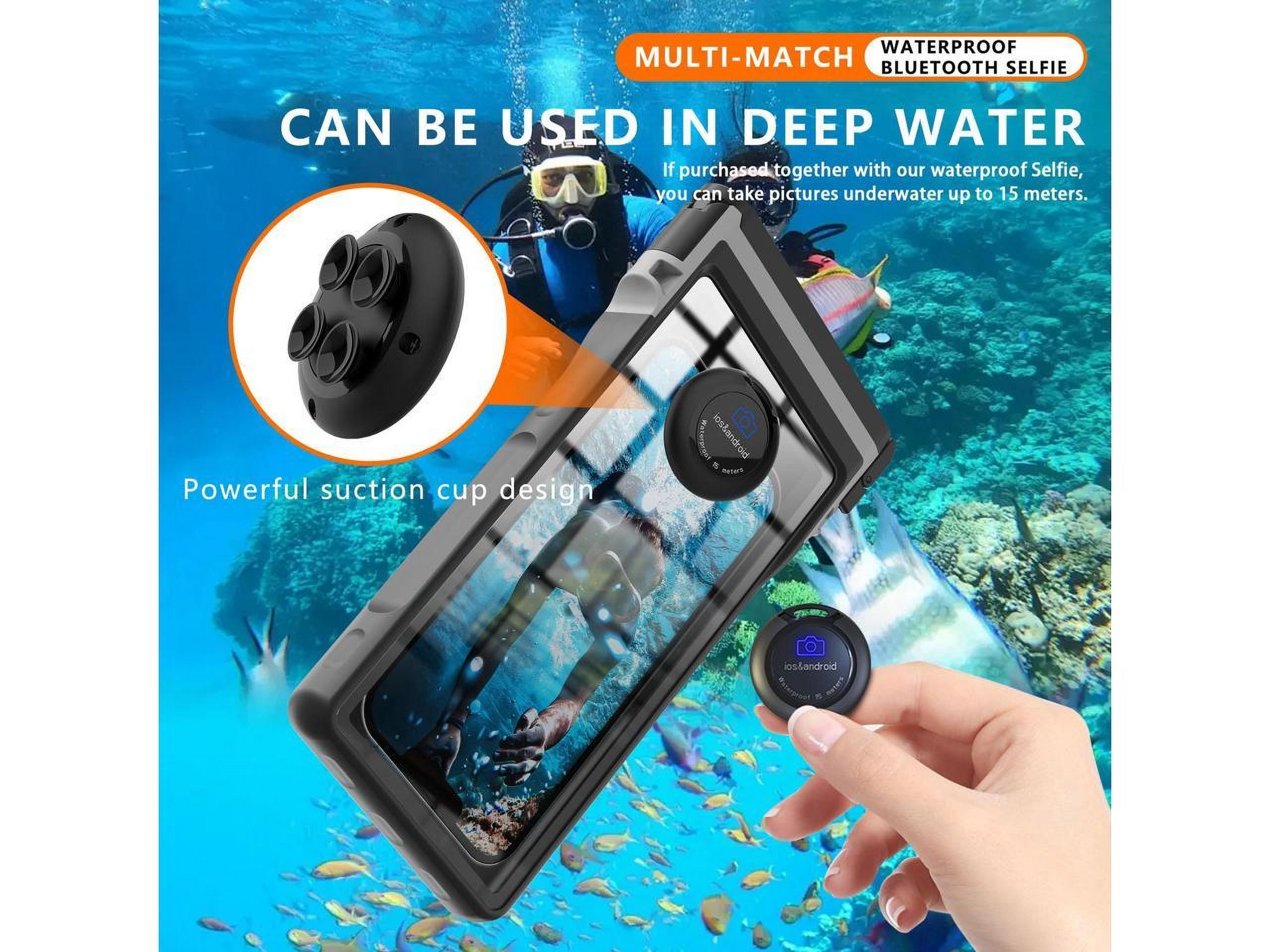 Waterproof Phone Pouch Case with Waterproof Bluetooth Remote Shutter, Underwater Dry Bag for Phone Protector for iPhone 15 14 13 12 11 Pro Max Galaxy S24 S23 S22 Ultra Pixel to 7" for Beach Cruise