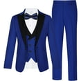 thumbnail image 3 of Boys Suits Slim Fit 5 Piece Toddler Tuxedo Suit Set for Teen Boy Formal Dress Clothes Peaked Lapel Kids Wedding Outfit, 3 of 6