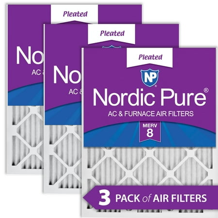 

12x25x1 (11_3/4x24_3/4) Pleated MERV 8 Air Filters 3 Pack