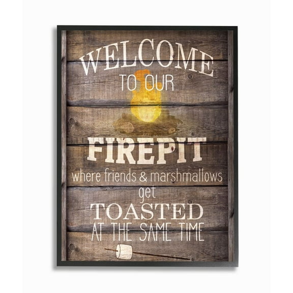 Stupell Industries Firepit Country Home Textured Word Design Framed Giclee Texturized Art by Kimberly Allen