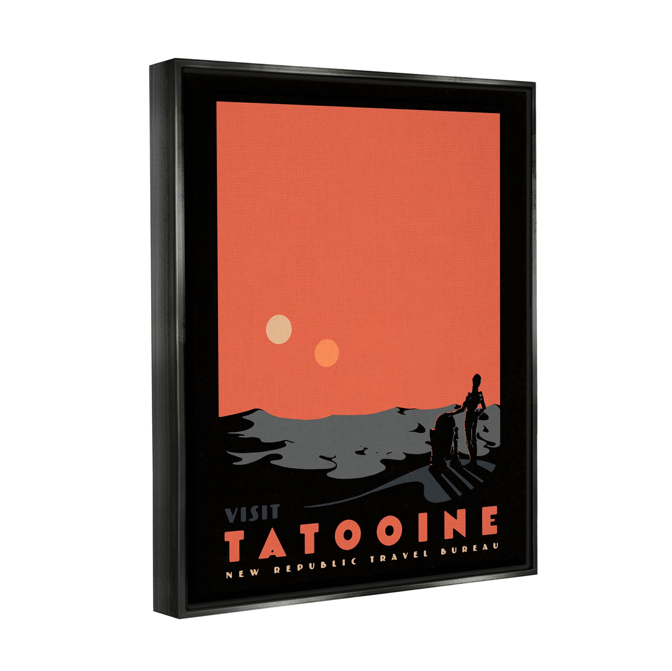 Stupell Industries Tatooine Vast Science Fiction Land Graphic Art Jet Black Floating Framed Canvas Print Wall Art, Design by Matheus Lopes Castro