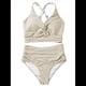 thumbnail image 3 of Conjuntos de Bikini Texturizados para Mujer, Trajes de Baño con Parte Superior y Cintura Alta. Crema M, 3 of 8
