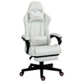 thumbnail image 2 of Vinsetto Video Game Chair with Footrest and Pillow, White/Pink, 2 of 9