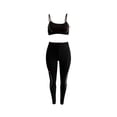 thumbnail image 2 of Lovelywholesale Sporty Letter Print Striped Black Yoga Two Piece Pants Set, 2 of 2