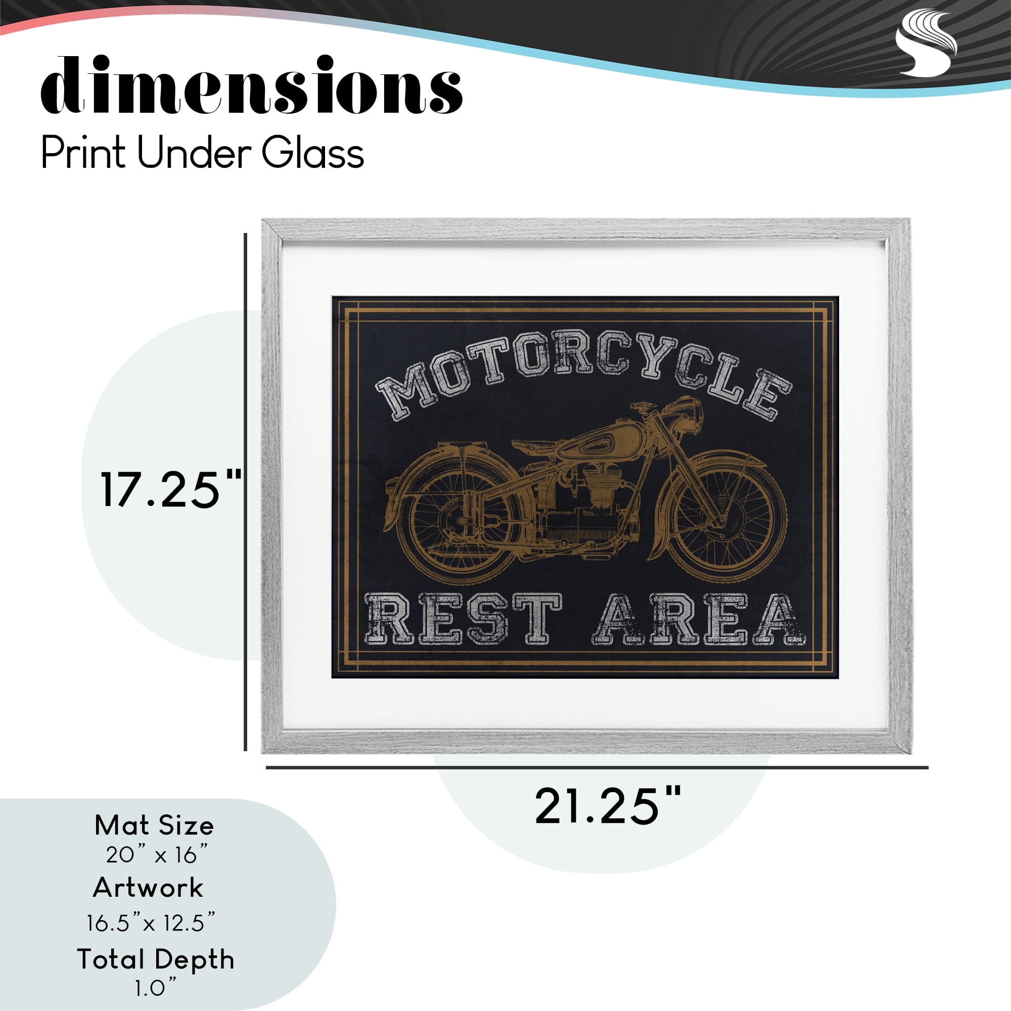 Stupell Industries Motorcycle Rest Area Gray Framed Print Under Glass, design by Marcus Prime