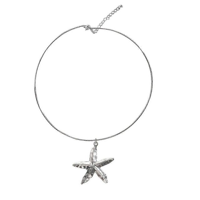 Collar con colgante de anillo de alambre de cobre dulce y fresco Collar de clavícula con estrella de mar grande - Código de producto B 48779 B