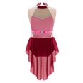 thumbnail image 4 of Doomiva Kids Girls Shiny Rhinestones Figure Skating Dress Mesh Skirted Leotard Ballet Lyrical Dancewear Burgundy 16, 4 of 5