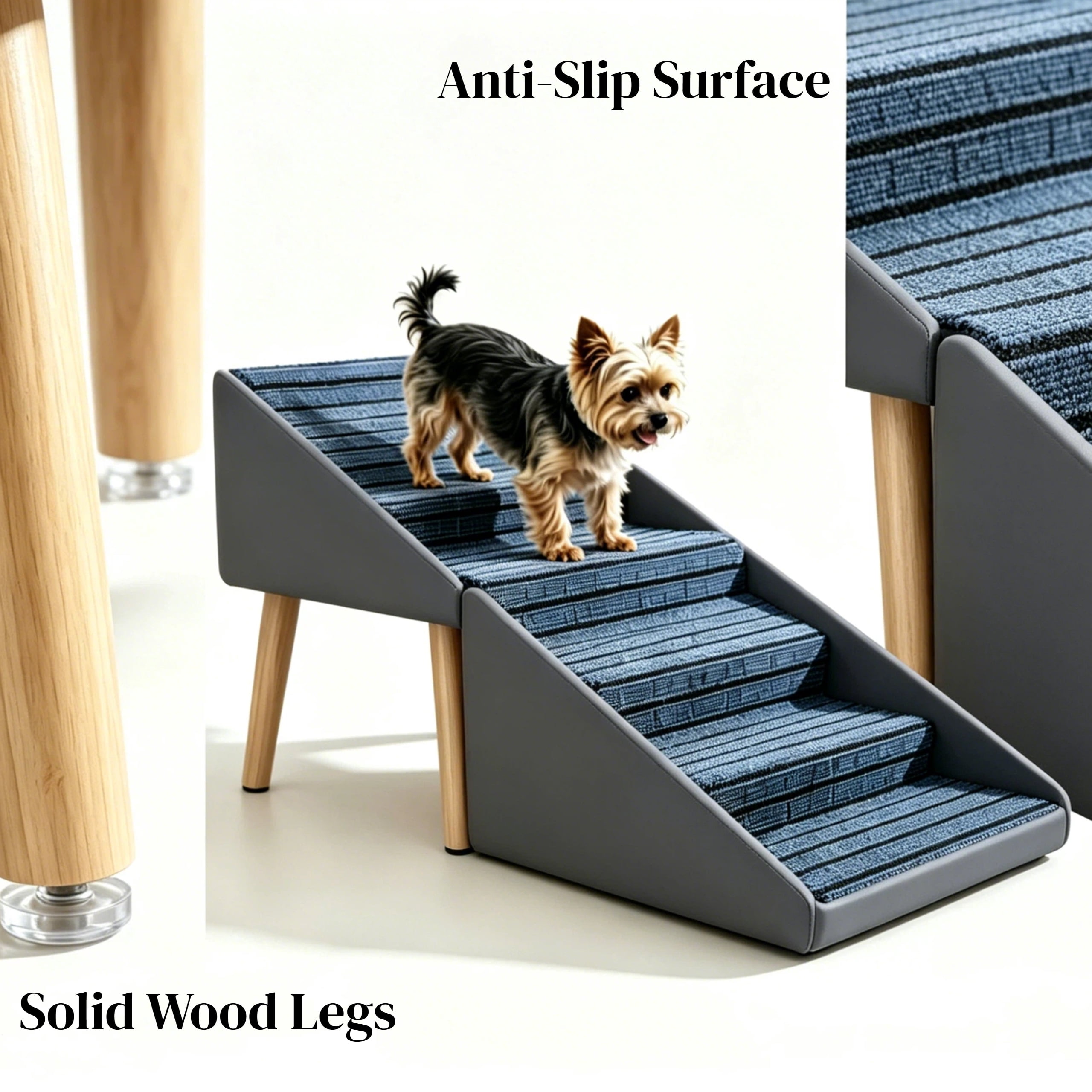 6-Step Extra Large Dog Stairs with 23.05" Height, Non-Slip Carpet Surface, 2-in-1 Foldable Footstool Design, Waterproof Scratch-Resistant Pet Steps for Large Dogs