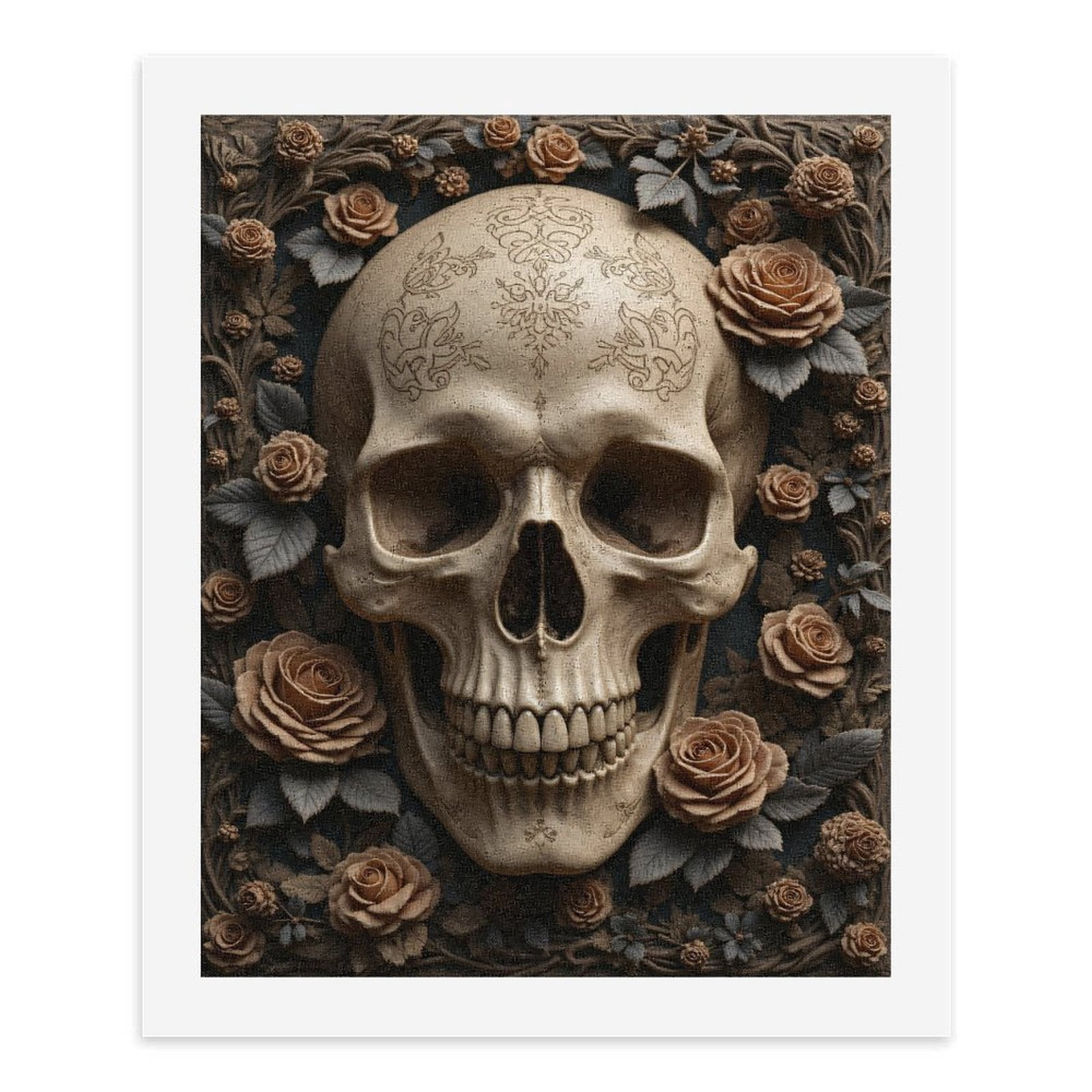 Paint By Numbers Kit for Adults Beginner - DIY Ornate Skull Rose Frame Art Canvas Painting Kits for Adults, Frameless Paint By Number for Adults for Home Wall Decor 16x20 Inch