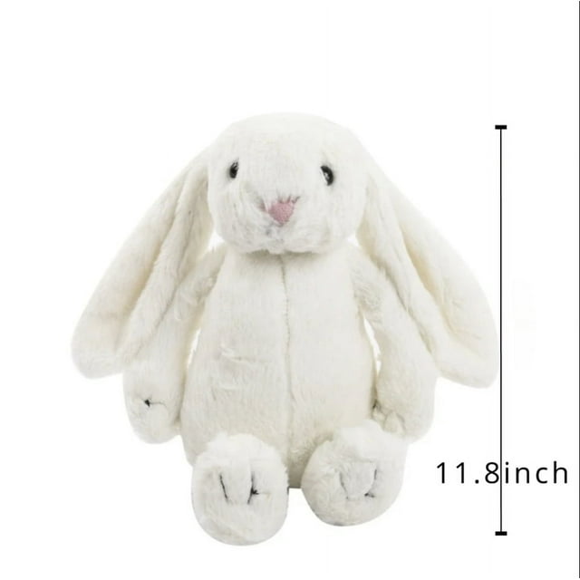 Una cosa Conejo de peluche de orejas largas, lindo conejo grande jugando con un muñeco de conejo suave y lindo, durmiendo con un conejo grande junto a la cama. Regalos vacaciones