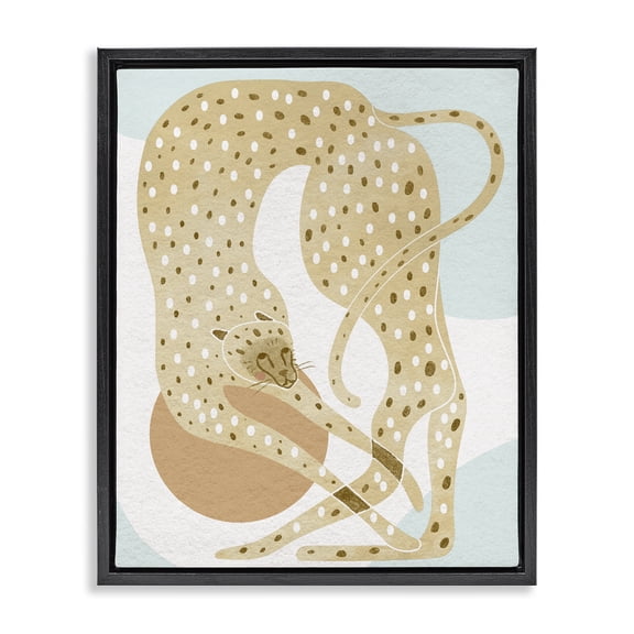 Stupell Industries Mid-Century Contemporary Cheetah Shapes Black Floating Frame Canvas Art, 17 x 21, by Lil' Rue