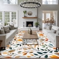 thumbnail image 3 of 6'x9' Area Rugs, Green Orange Leaves Indoor Outdoor Area Rug for Living Room Bedroom, Spring Garden Botanical Washable Bathroom Rugs Kitchen Floor Carpet Mats Home Decor Aesthetic, 3 of 8