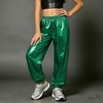 thumbnail image 5 of QSXADF Kid's Hip Hop Dance Jogger Pants Metallic Shiny Loose Elastic Waist Cool Children Outdoor Pants, 5 of 6