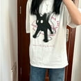 thumbnail image 3 of Women T-shirt Cat Print Loose Fashion Kawaii Tops Y2k Aesthetic Streetwear Casual All Match Grunge Harajuku Tshirts Top Y2k, 3 of 5