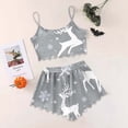 thumbnail image 2 of Womens Pajama Shorts – Summer Strappy Pajamas Set Women's Christmas Reindeer Print Sleeveless Top & Shorts Sleepwear Set 2 Piece Loungewear Pajamas, 2 of 5