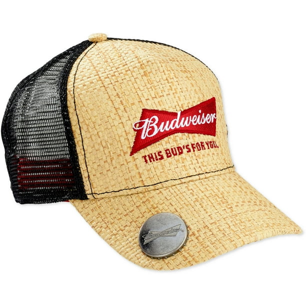 LICENSE Men's Budweiser Straw Baseball Cap With Bottle Opener