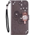 thumbnail image 2 of Compatible with iPhone 13 Pro Max Case Glitter Stylish Crystal Owl with Wrist Strap Kickstand Magnetic Leather Wallet for Women Flip Phone Case for iPhone 13 Pro Max 6.7 inch Grey YK, 2 of 14