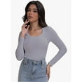thumbnail image 2 of Women Long Sleeve Scoop Neck Tops Stretch Fitted Casual Tops Tee Slim Fit Fall Going Out Sexy Basic Shirts, 2 of 6