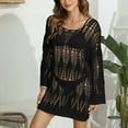 thumbnail image 4 of Njoeus Women's Swimsuit Crochet Hollow Out Swim Cover Ups Summer Bathing Suit Swimwear Bikini Coverups Long Sleeve Cover Up Beach Dress, 4 of 7
