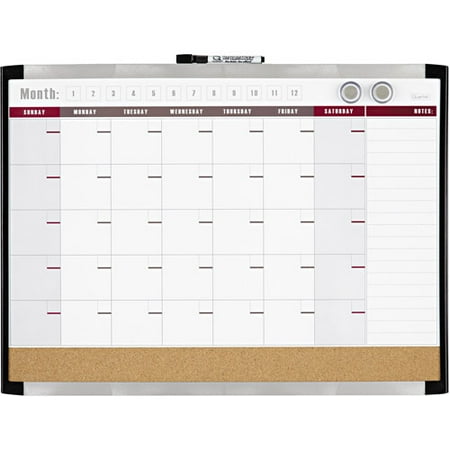 Quartet Magnetic 17" x 23" Combination Calendar Board, Black Frame