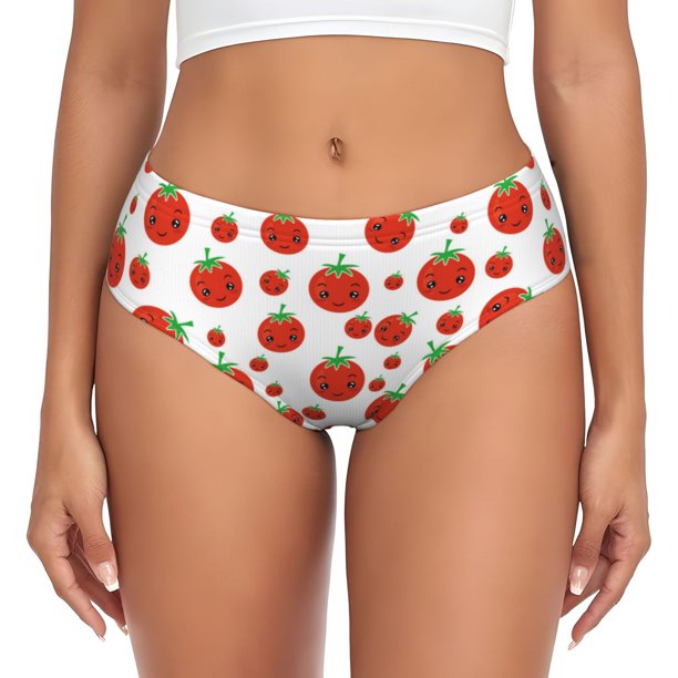 Fotbe Hand Drawn Tomatoes Calzones Estampados para Mujer – Ropa Interior de Algodón, Cómoda, Suave y Elástica-XX-Large
