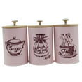 thumbnail image 4 of Abbracc 3Pcs Coffee Tea Sugar Containers Set Kitchen Canisters Set Iron Decor Organizer Pink, 4 of 9
