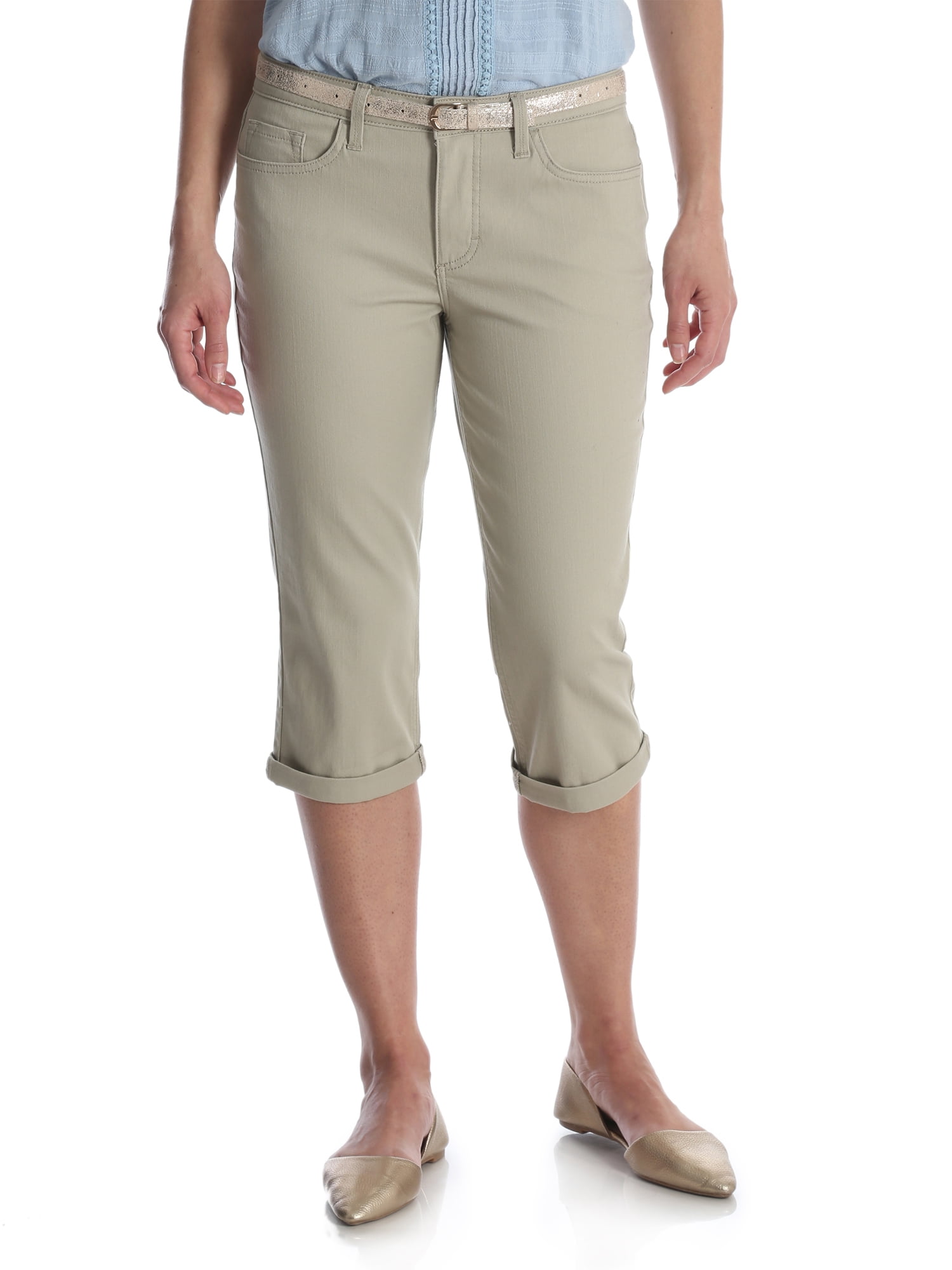 lee riders women's belted cuffed capri jean