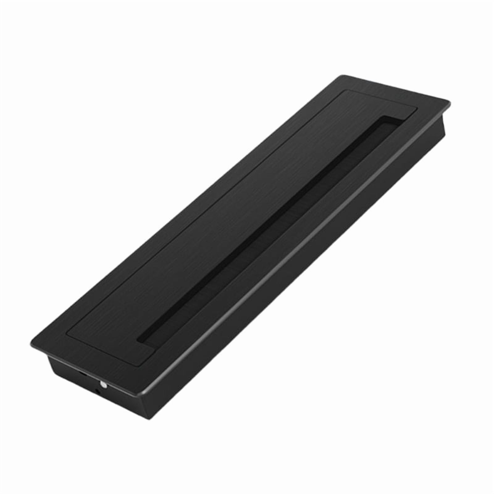 Aluminum Desk Cable Management Grommets with Brush Homes Office Cord Organizer Inserts Rectangle Cable Hole Covers