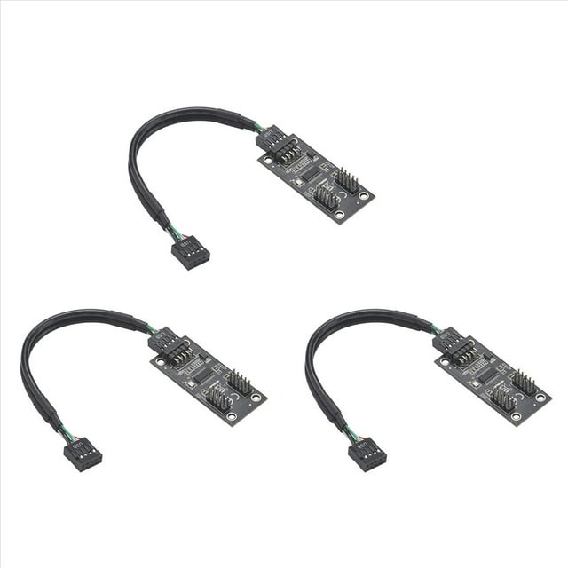 3X Hub USB Divisor USB USB2.0 de 9 Pines A Adaptador de Concentrador Doble de 9 Pines Placa Base Vertical Conector USB de 9 Pines Cable de Extensión 1 A 2