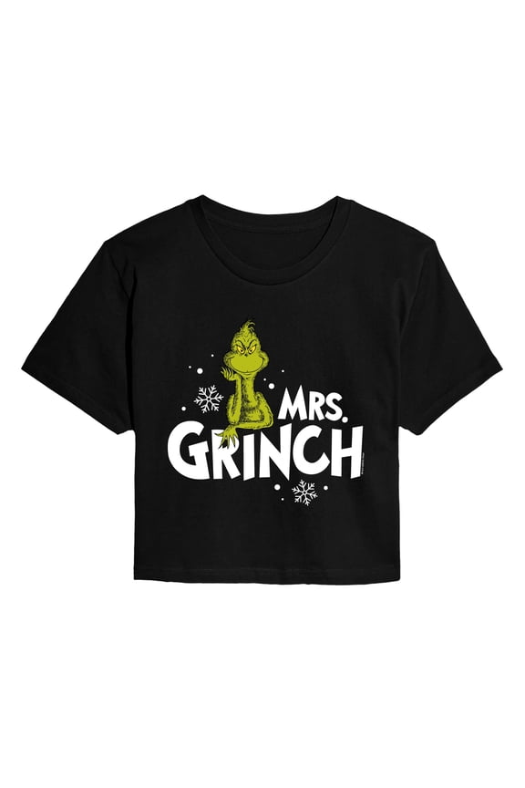 The Grinch - Mrs. - Juniors Cropped Graphic T-Shirt