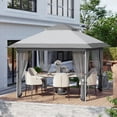 thumbnail image 2 of 10x10ft Instant Pop Up Gazebos,Modern Waterproof Canopy Tent with Mosquito Netting,Outdoor Canopy Shelter with Wheeled Carry Bag for Patio/Garden/Backyard/Party-All-Weather&All Season(White), 2 of 9