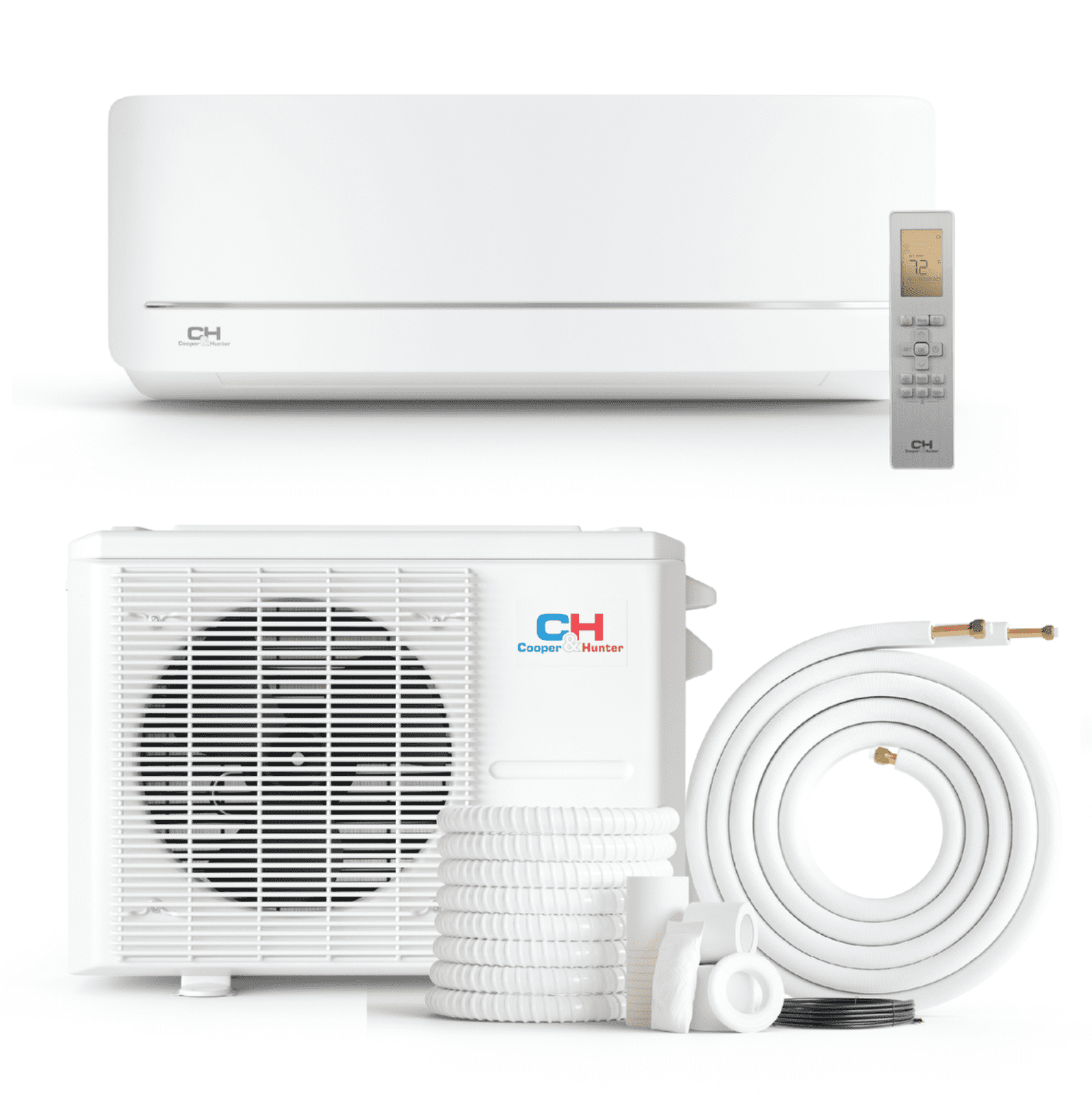 Cooper & Hunter 12000 BTU 115V Wall Mounted Mini Split Heat Pump Air Conditioner With 16ft Kit Cover 550 Sq Ft WiFi