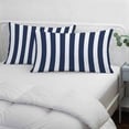 thumbnail image 4 of Navy Blue Striped Queen Pillow Covers,Modern Farmhouse Blue White Stripes Soft Breathable Throw Pillow Cases with Invisible Zipper,Decorative Pillowcase Pillows Protectors for Sofa Bed Chair 20"x30", 4 of 9