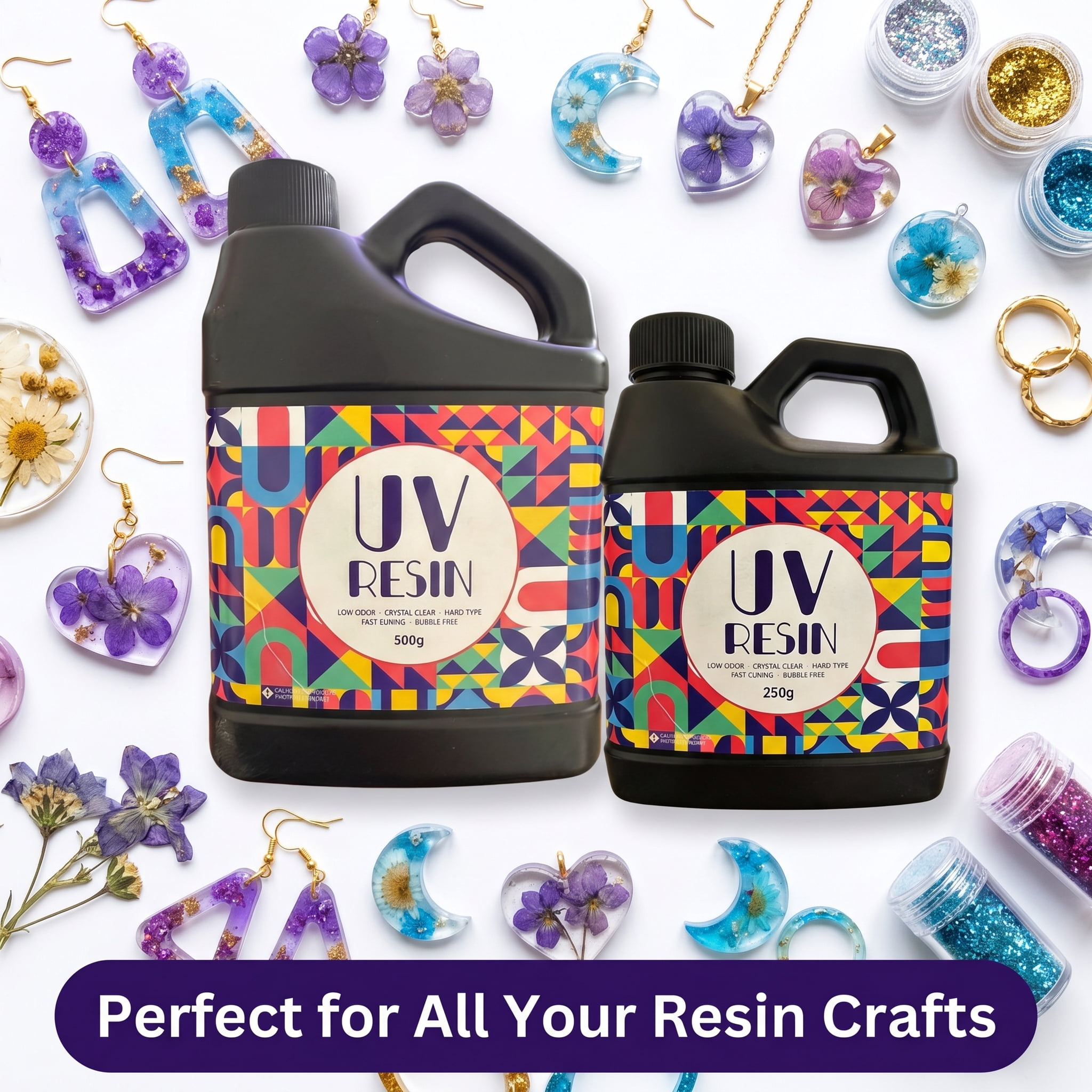 750g Hard UV Resin Crystal Clear - UV Curing Epoxy Resin For DIY Crafts Jewelry Making Dried Flower Casting Shrink Art Handmade Beads Supplies