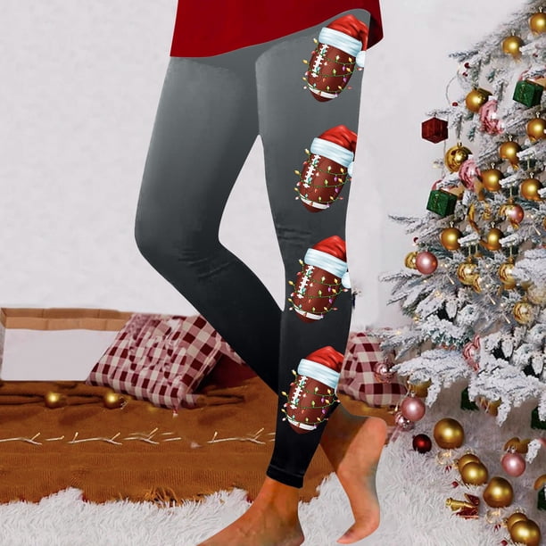 WILLBEST Leggings Deportivos de Compresión con Estampado Navideño de Fútbol para Mujer, Pantalones de Yoga para Entrenamiento Físico, Correr, Deportes Chica