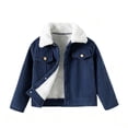 thumbnail image 3 of Swuxness Toddler Boy' Fleece Fall Jackets Long Sleeve Solid Color Thickened Mid-Length Warm Coat, 3 of 5