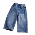 thumbnail image 3 of Ultrave Girls Wide Leg Jeans Bow Print Elastic Waist Baggy Denim Pants Cute Casual Trousers 2-10Y, 3 of 7