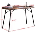 thumbnail image 4 of Fusion Home Office Writing Computer Desk, Walnut Wood & Bronze Metal, 4 of 5