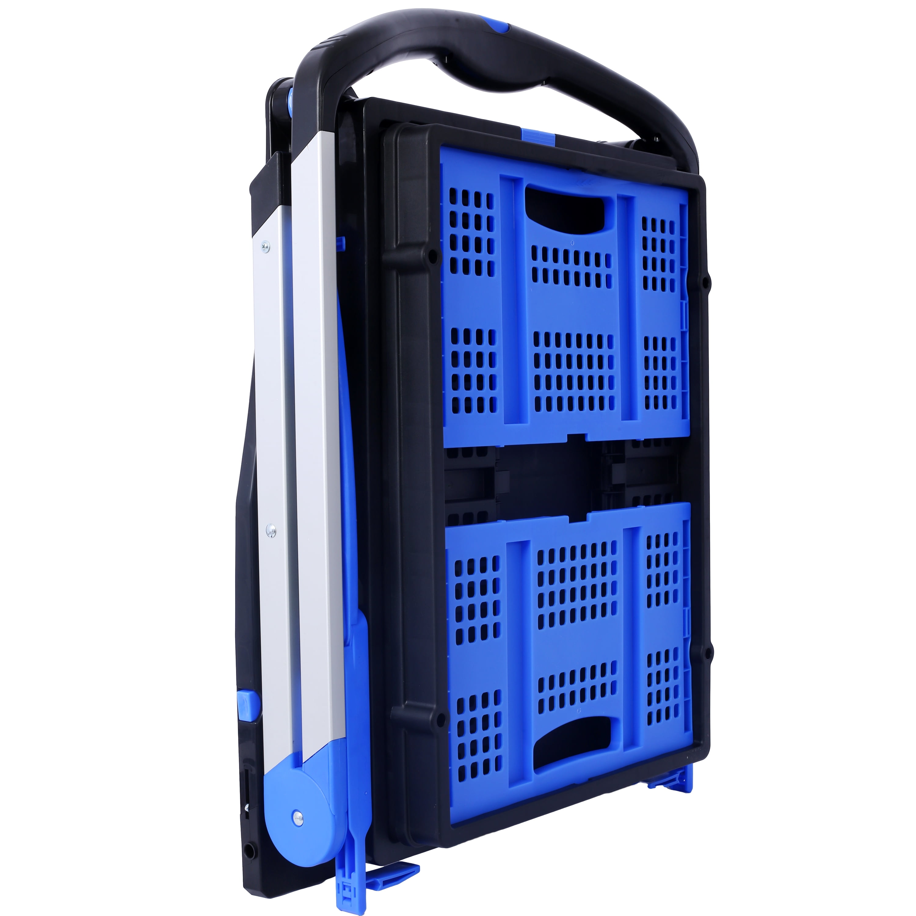 Collapsible Utility Cart Multi Use Functional Collapsible Shopping Carts 2-Tier Collapsible Shopping Cart with Baskets Carrito para Supermercado con Ruedas