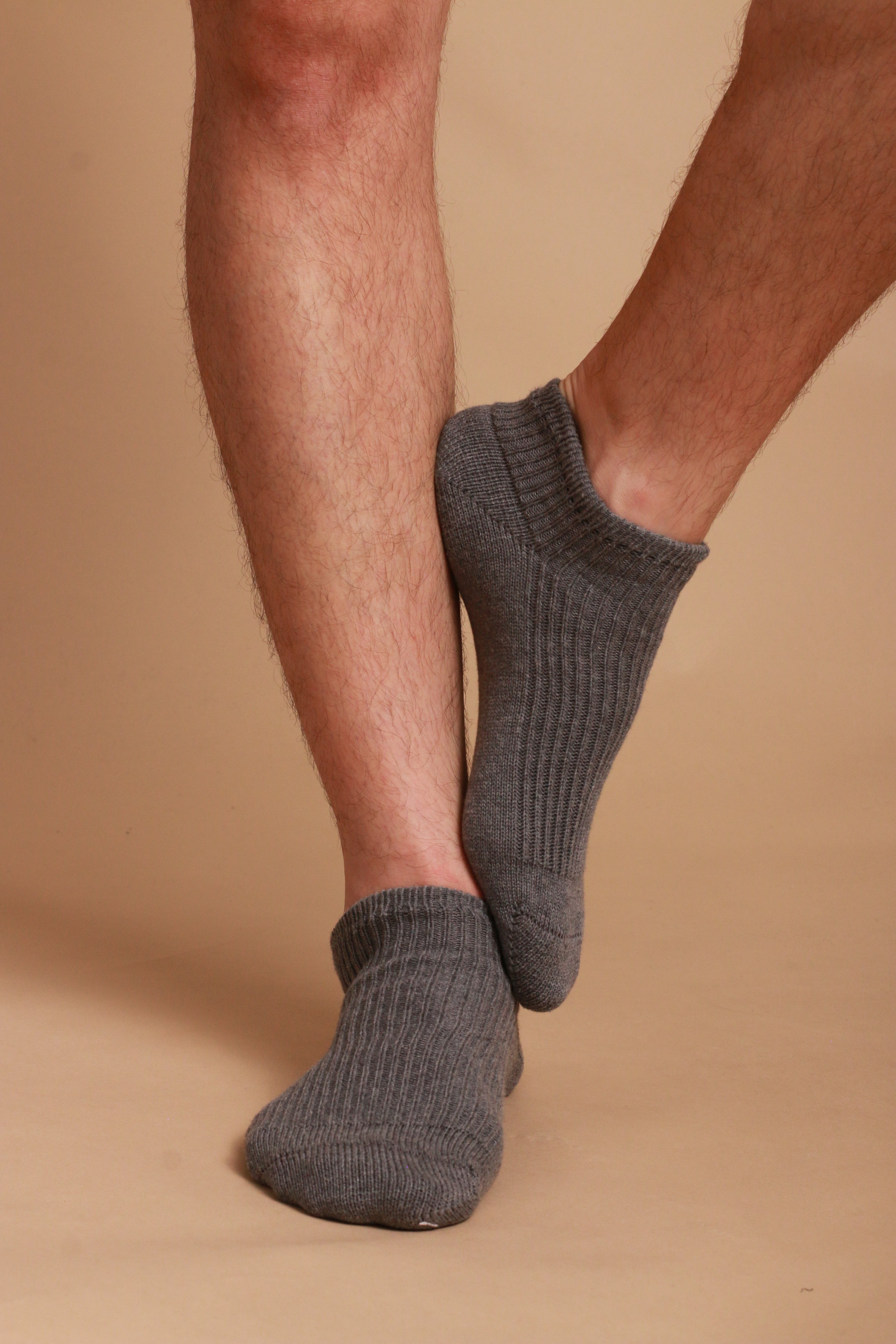 Latex-Free 100% Organic Cotton Ankle Socks (2 pairs /pack |Size: L | Color:  Melange Grey )