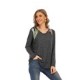 thumbnail image 1 of T-shirt Décontracté à Manches Longues Croisé Col Rond pour Femme, 1 of 8